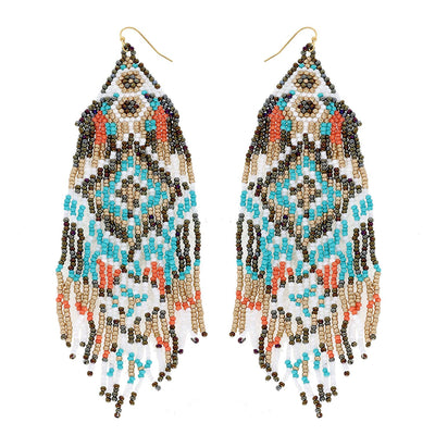 Native American Tassel Earrings: Mint