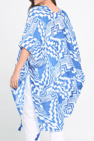 Geometric Art Kimono: Blue