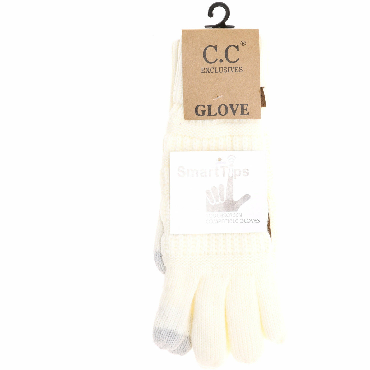 Women's Knit CC Gloves with Fuzzy Lining: Denim