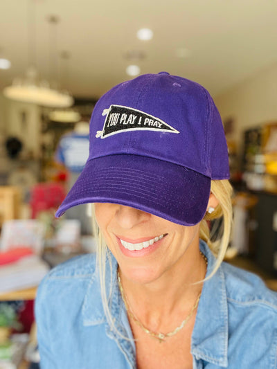  You Play I Pray Pennant Flag Hat-Red