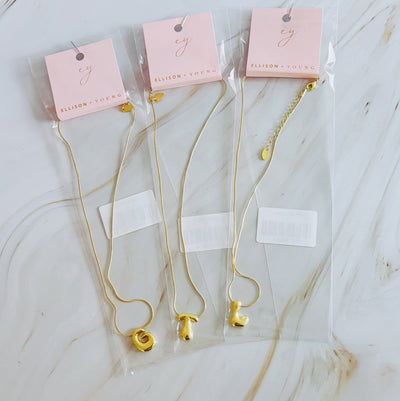 Balloon Letter Initial Necklace: Yellow Gold / J