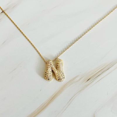 Crystal Bubble Initial Necklace: K