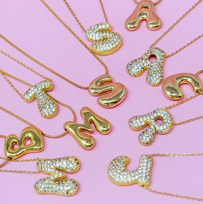 Crystal Bubble Initial Necklace: K