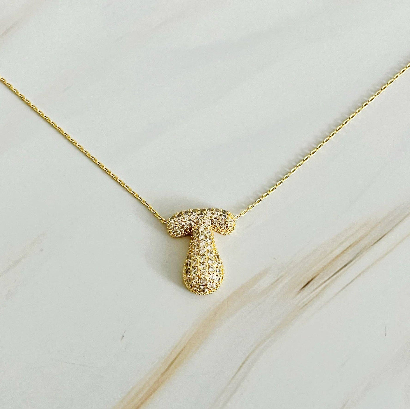 Crystal Bubble Initial Necklace: K