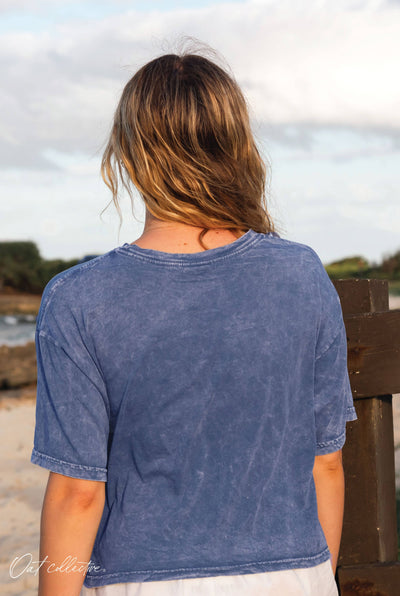 Boat Waves and Sun Rays Mineral Washed Cropped Tee (EST ARRIVAL END OF FEBRUARY)