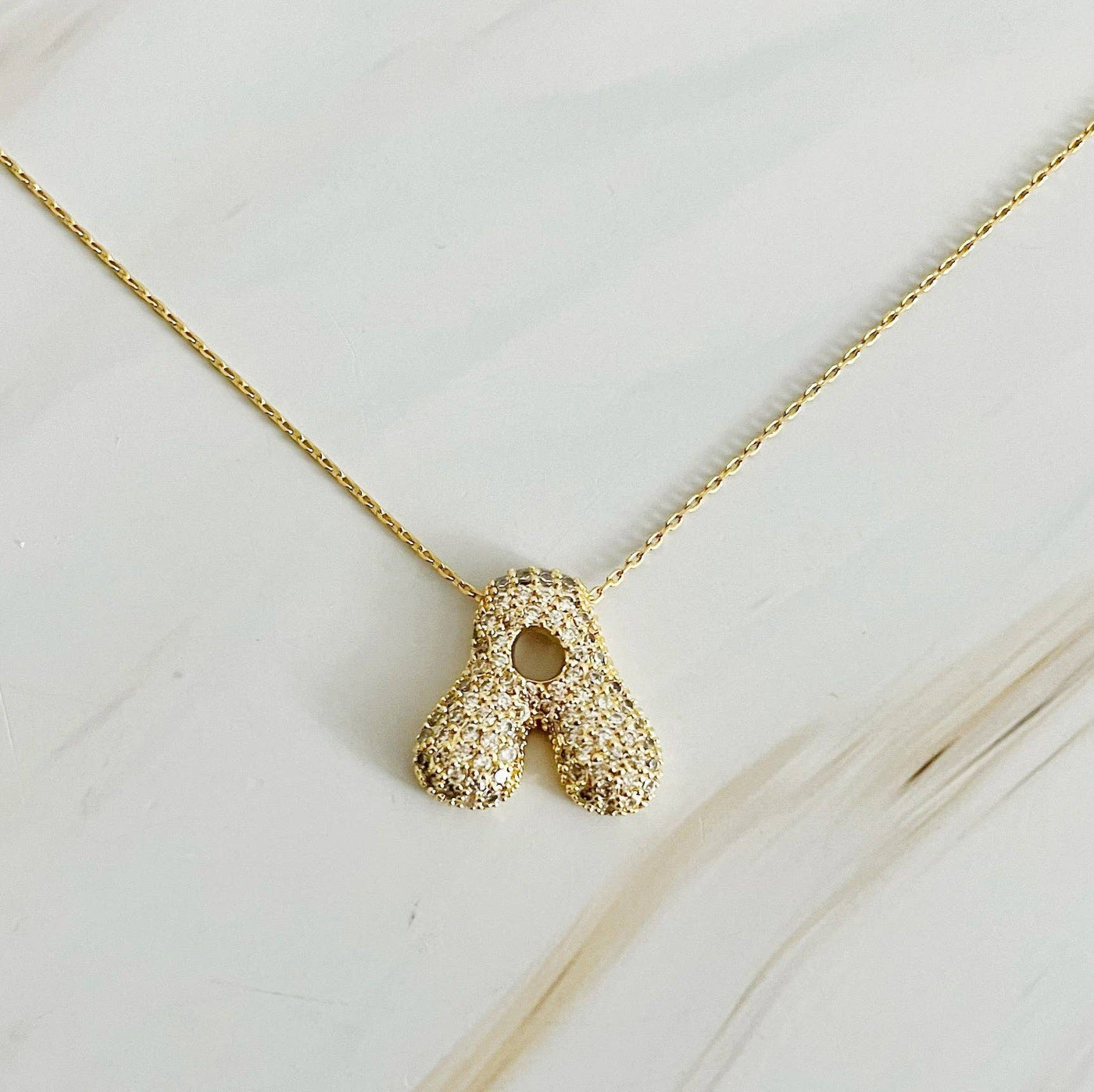 Crystal Bubble Initial Necklace: K
