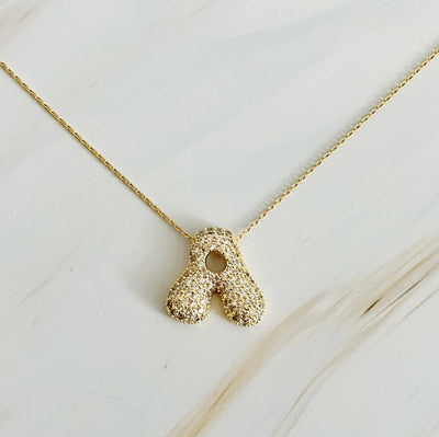 Crystal Bubble Initial Necklace: K