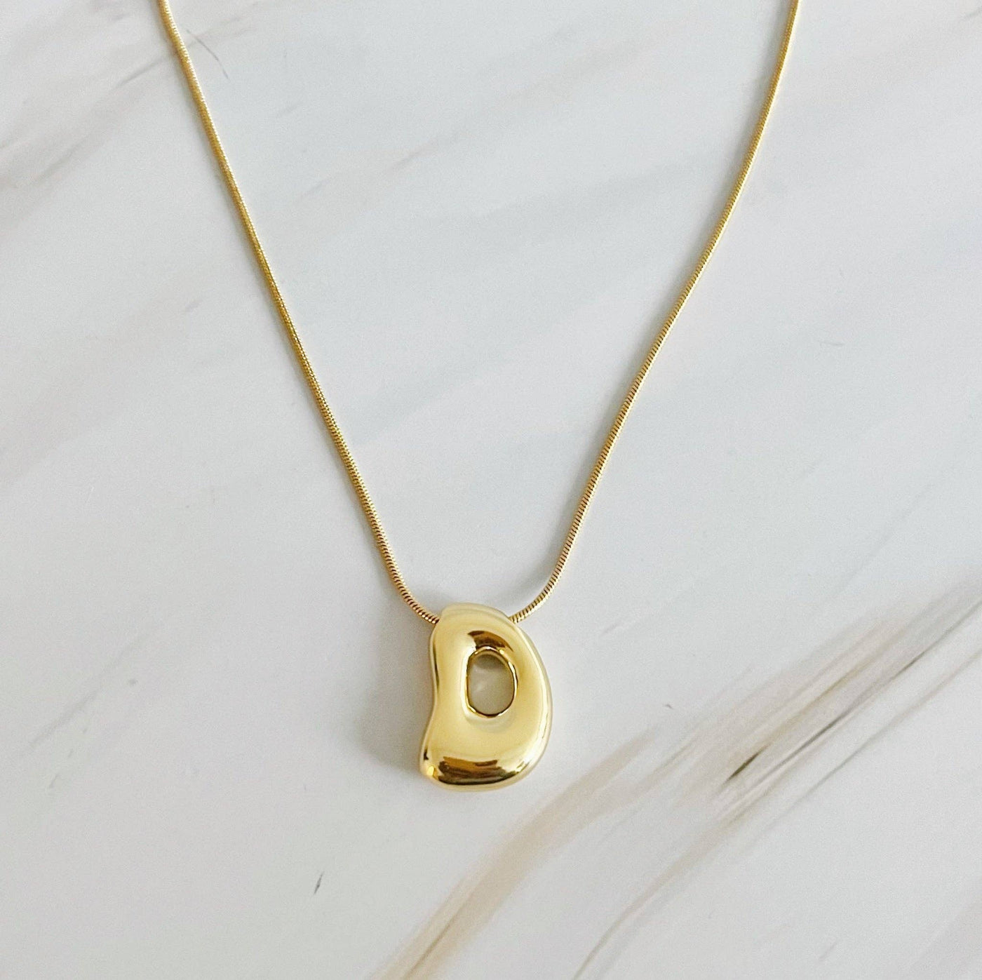 Balloon Letter Initial Necklace: Yellow Gold / C