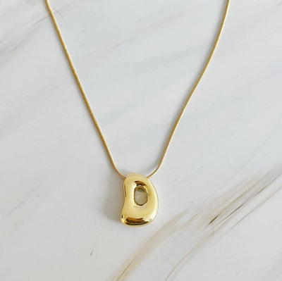 Balloon Letter Initial Necklace: Yellow Gold / C