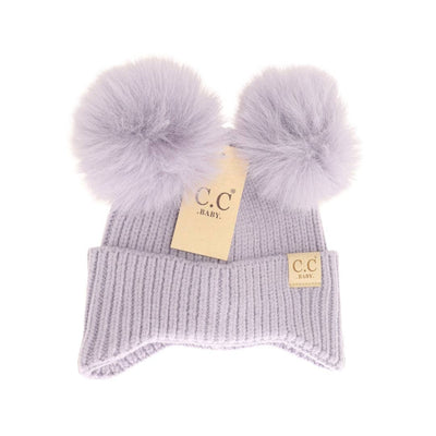 BABY Ear Flap Double Pom C.C Beanie BBHTC0078: Black