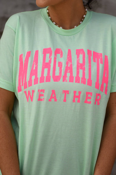 RTS Margarita Weather Tee: Heather Neo Mint / L