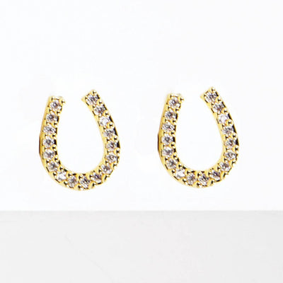 CZ Gold-Dipped Rhinestone Horseshoe Earring