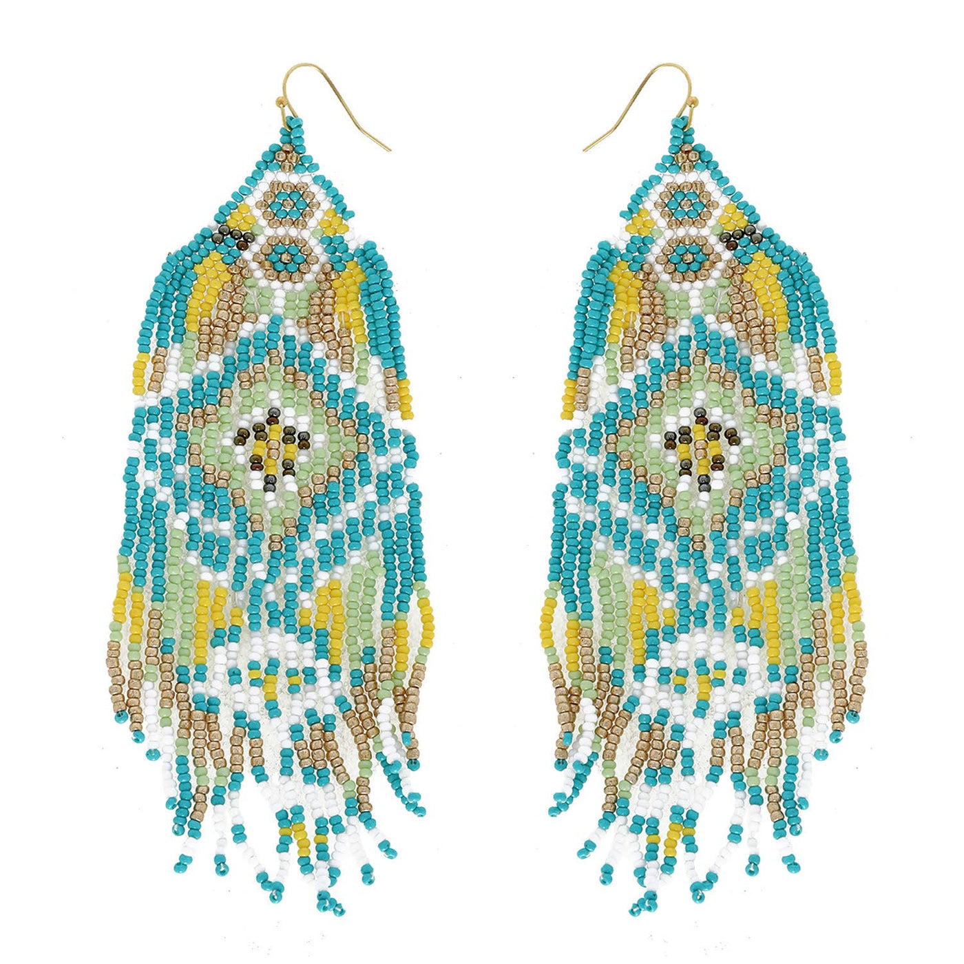 Native American Tassel Earrings: Mint