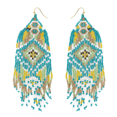 Native American Tassel Earrings: Mint