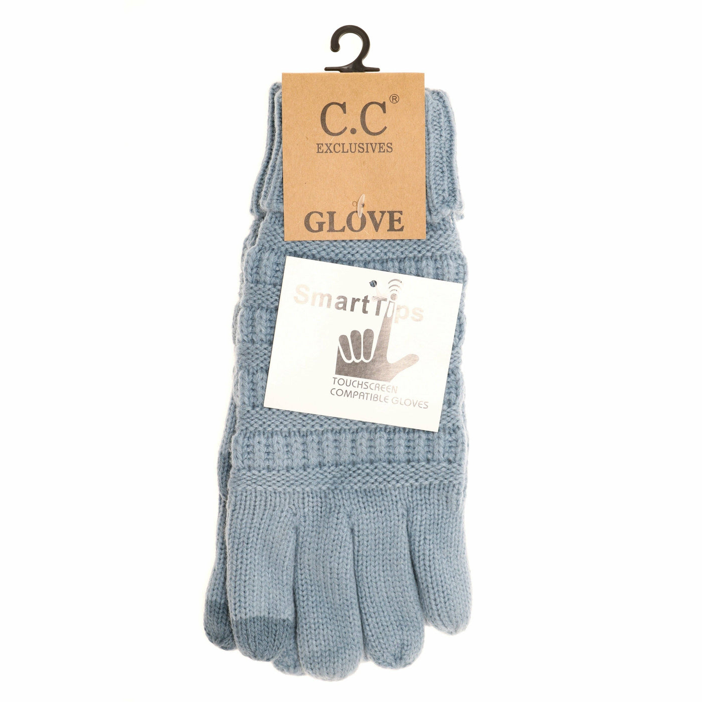 Women's Knit CC Gloves with Fuzzy Lining: Denim