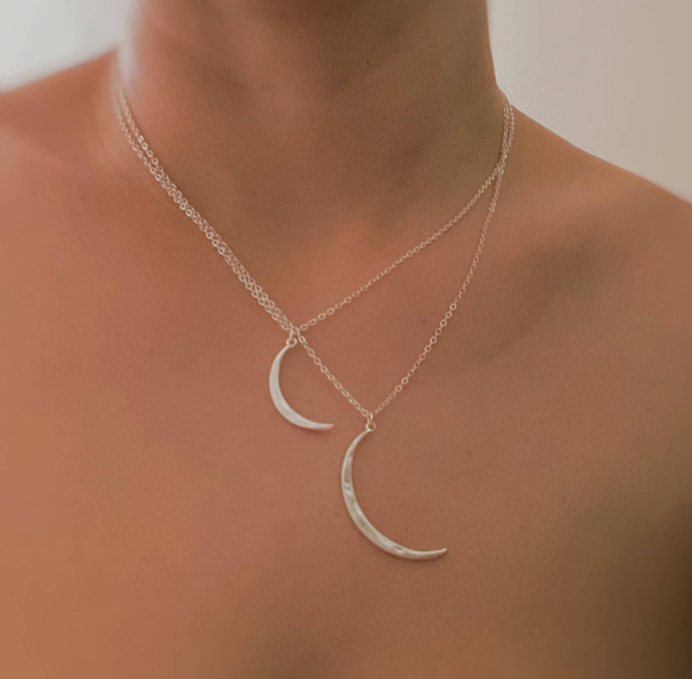 Crescent Duo Necklace Set Of 2: Gold