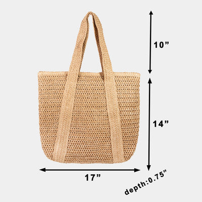 Straw Knit Zipper Tote Bag: IV