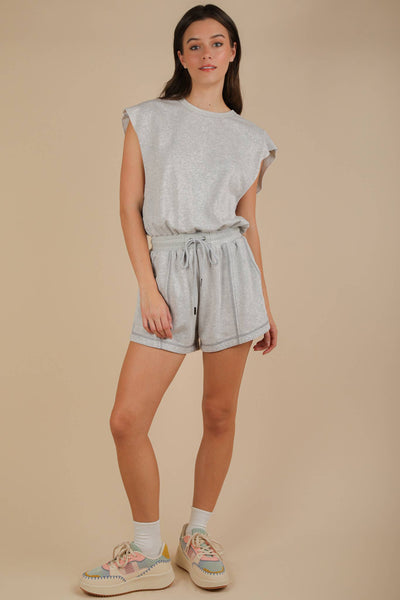 NP70783-Washed Knit Romper w/ Cutout Back: BLACK / S-M-L/2-2-2