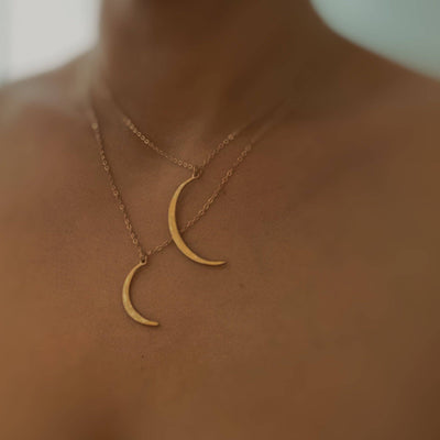 Crescent Duo Necklace Set Of 2: Gold