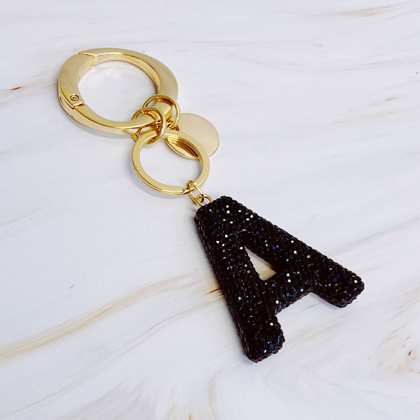 It Girl Glam Initial Key Chain: Black Diamonds / A