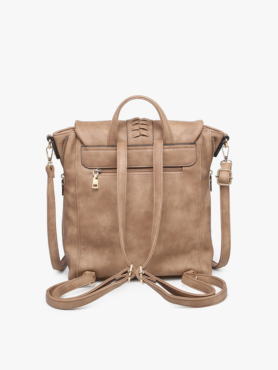 Vivian Distressed Convertible Backpack: Tan