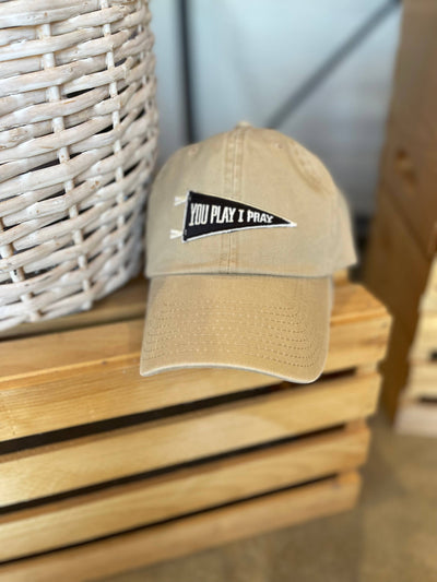  You Play I Pray Pennant Flag Hat-Red