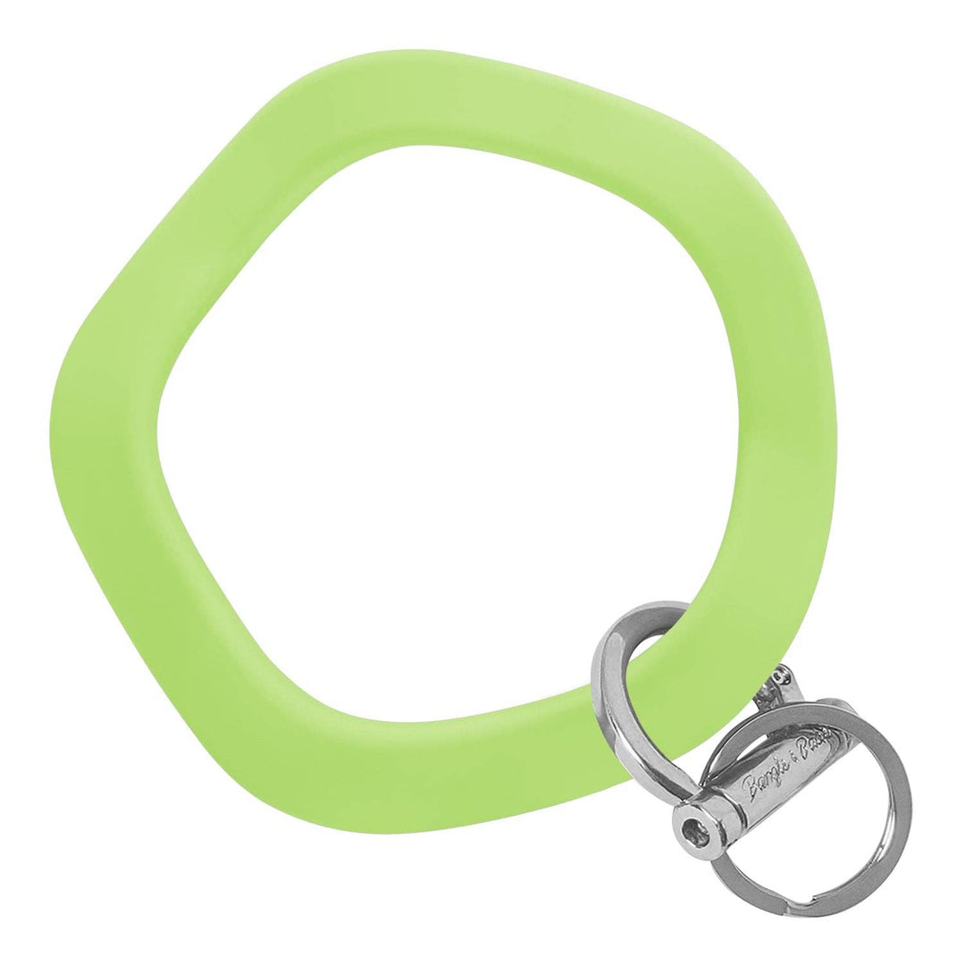 Wavy Bracelet Key Ring: Silver Wavy Green Tea – Woven