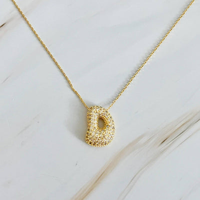 Crystal Bubble Initial Necklace: K
