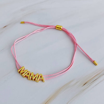 Satin Thread Mama Bracelet: Taupe