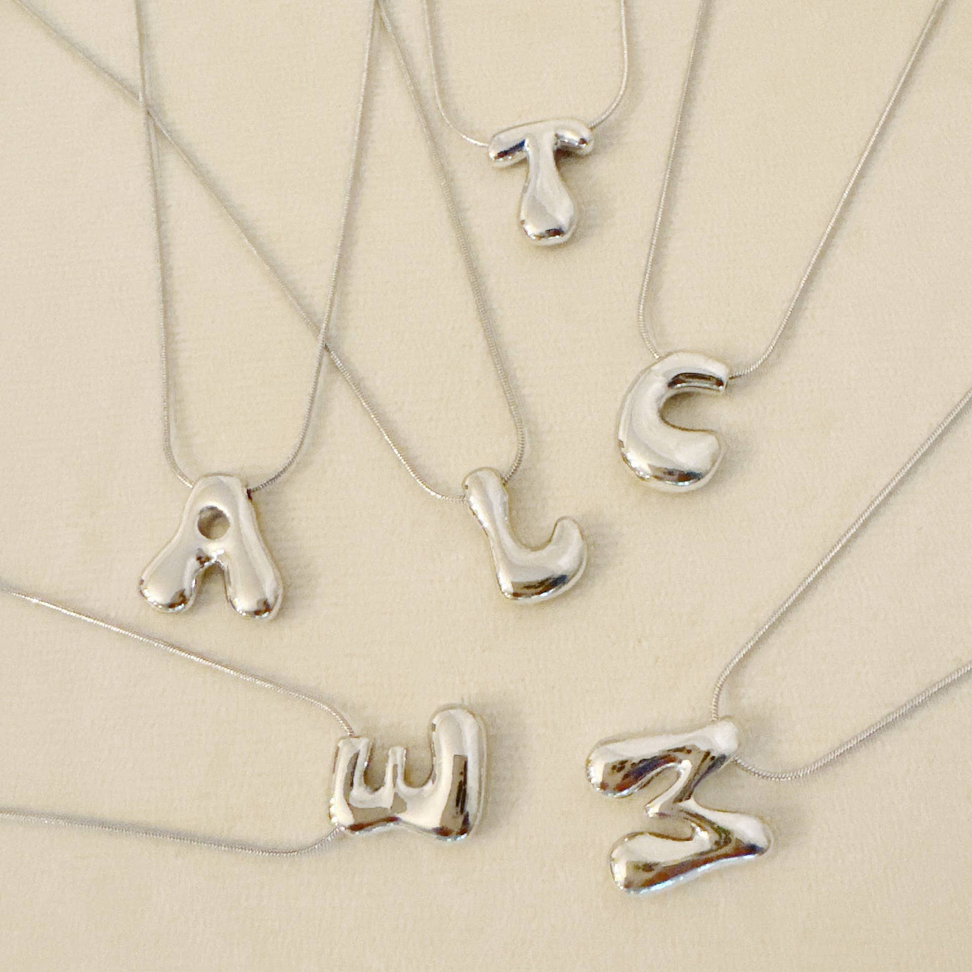 Balloon Letter Initial Necklace: Yellow Gold / C