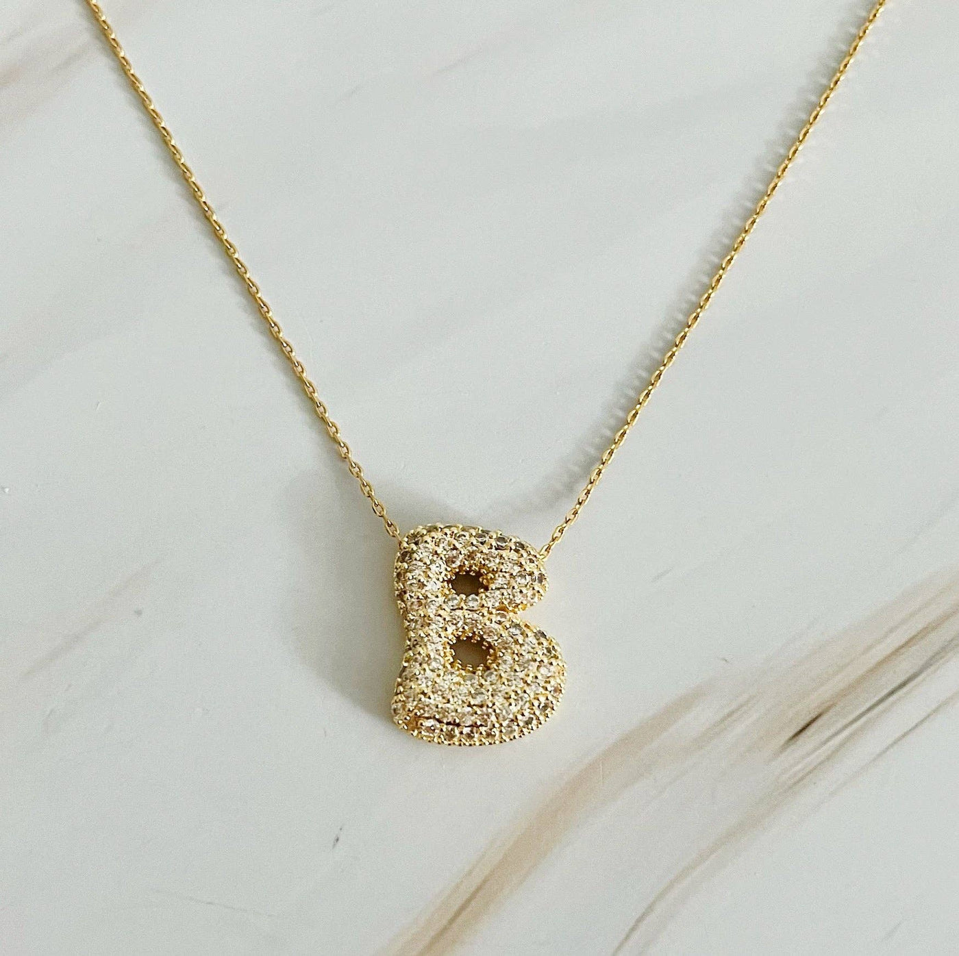 Crystal Bubble Initial Necklace: K