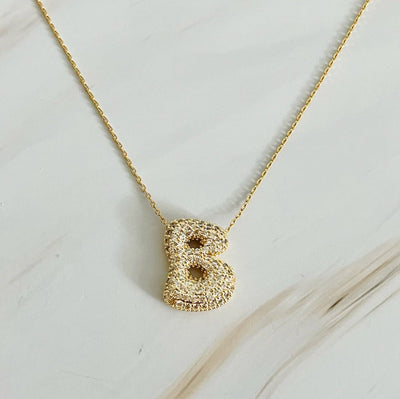 Crystal Bubble Initial Necklace: K
