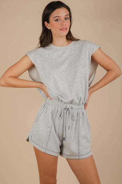 NP70783-Washed Knit Romper w/ Cutout Back: BLACK / S-M-L/2-2-2