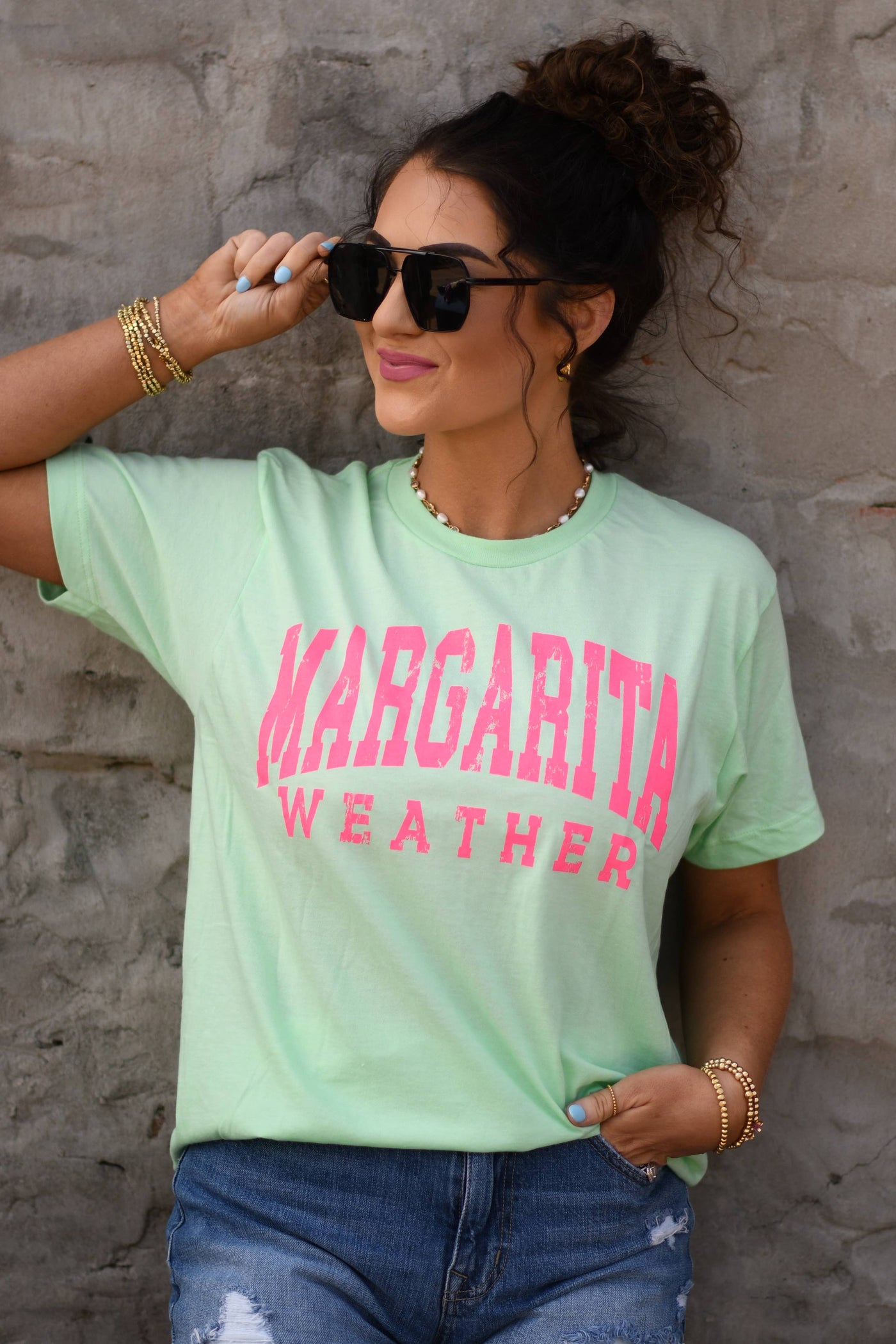 RTS Margarita Weather Tee: Heather Neo Mint / L