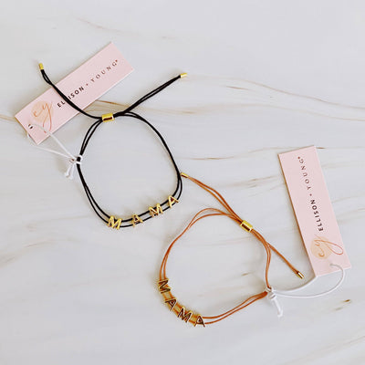Satin Thread Mama Bracelet: Taupe