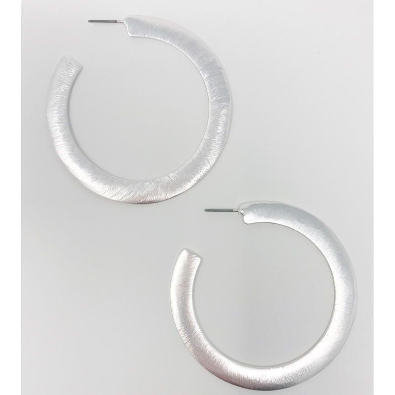 Alma Thick Flattened Metal Hoop Earrings: Gold