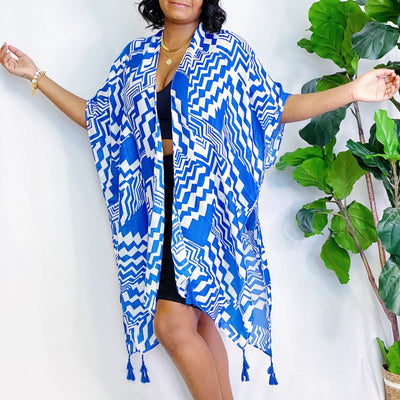 Geometric Art Kimono: Blue
