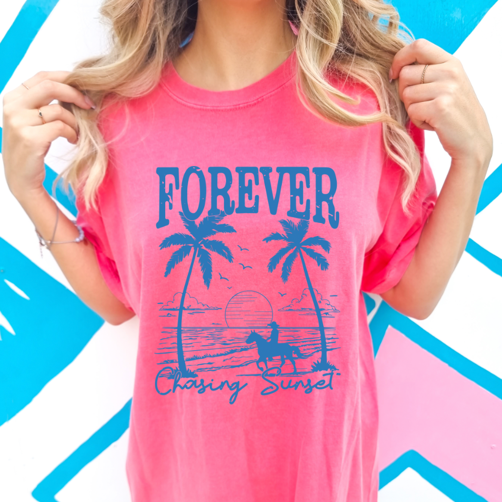 Forever Chasing Sunset Comfort Colors Graphic Tee: Watermelon / Medium