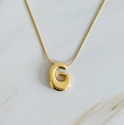 Balloon Letter Initial Necklace: Yellow Gold / J