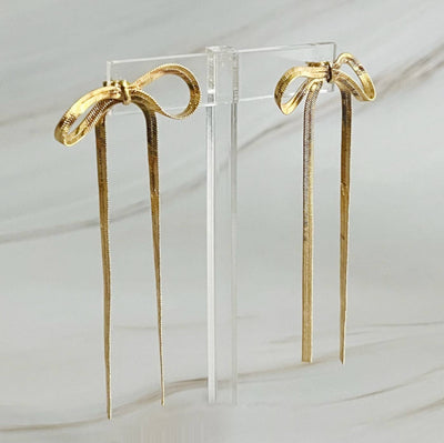 Long Drop Bow Earrings