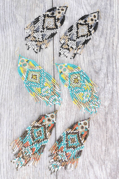 Native American Tassel Earrings: Mint