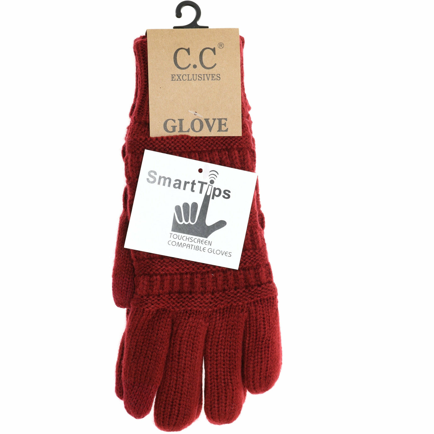 Women's Knit CC Gloves with Fuzzy Lining: Denim