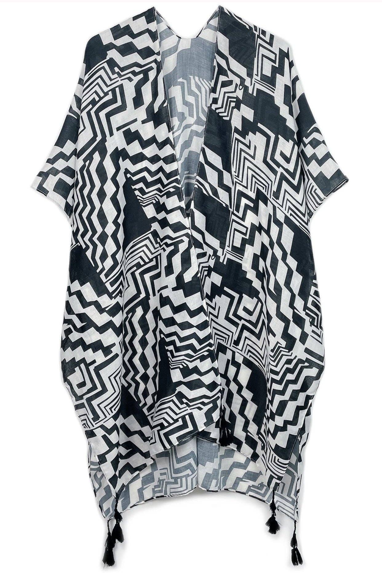 Geometric Art Kimono: Blue