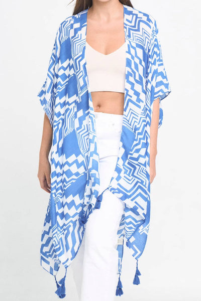 Geometric Art Kimono: Blue