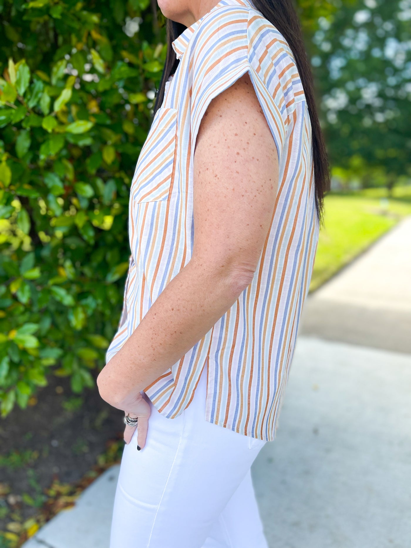 Time, Love, and Tenderness Striped Button Down Top