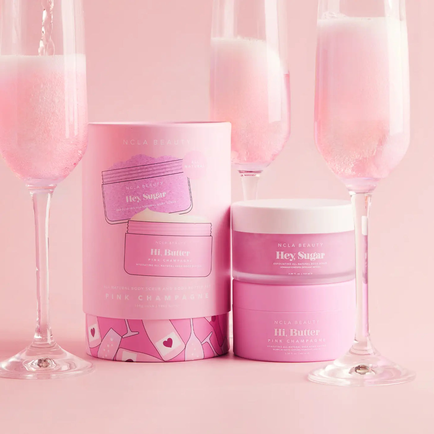 Pink Champagne Body Scrub + Body Butter Set