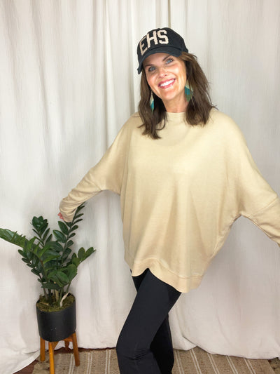 Waffle Ribbed Roundneck Pullover