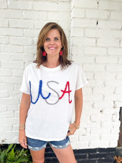Party in the USA Metallic Letter Tee