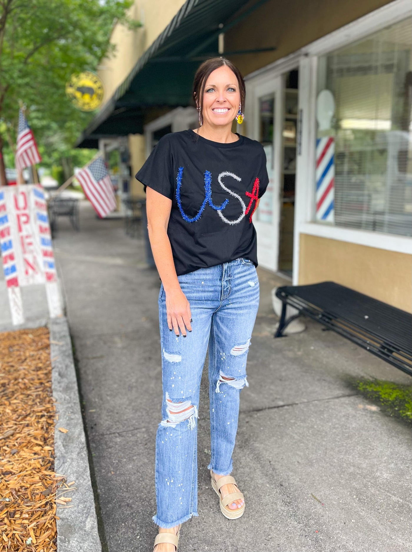 Party in the USA Metallic Letter Tee