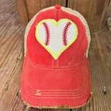 Baseball Heart Patch Destructed Hat